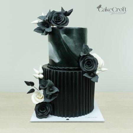 two tier black cake