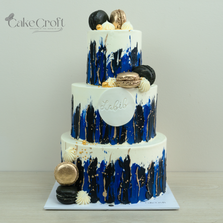 two tier blue cake