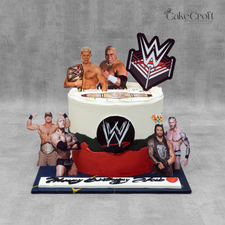 Power-packed WWE-themed cake for ultimate wrestling fans.