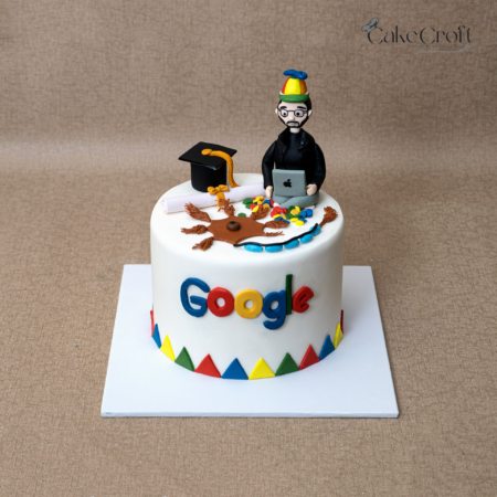 Google theme graduation cake with laptop figurine in Dhaka
