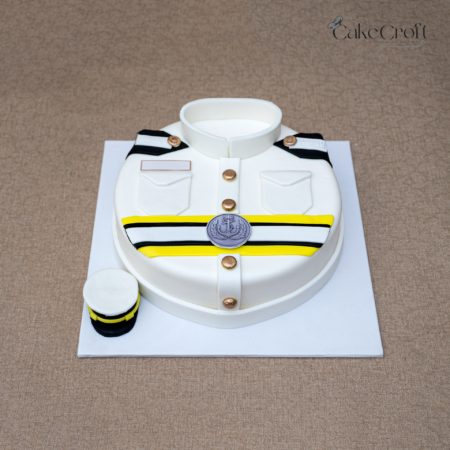 Bangladesh Navy Midshipman uniform themed cake with navy insignia in Dhaka